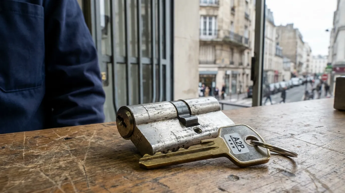 Serrure multipoints certifiée A2P posée sur une porte d'appartement à Vanves