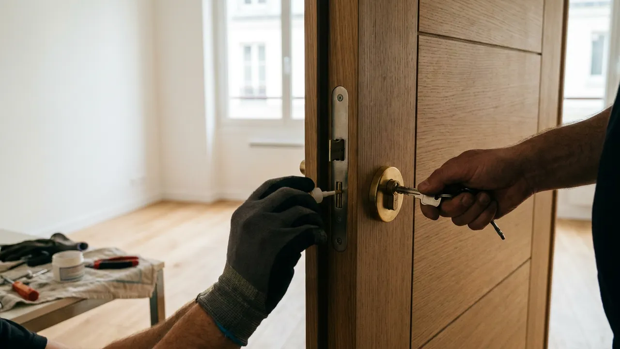 Lubrification au produit sec du cylindre d'une serrure de porte palière à Vanves