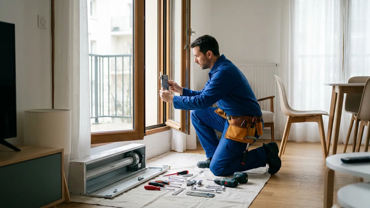 Pose d'un verrou de sécurité sur une porte-fenêtre avec volet roulant à Vanves